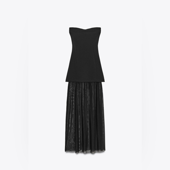 🆕(NWT) ZARA Bloggers Fav Combination Strapless Tulle Maxi Dress Size SMALL - Picture 5 of 9